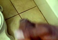 Black guy gives himself a handjob while stroking his meat in solo masturbation session