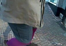 Stockings Worn Outdoors In Public Setting For Detailed View