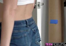 Is this teen slut blowing the plumber in the shower?