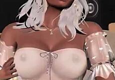 The 3d blonde character displays her body in a scene