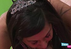 fresh and innocent cutie brunette aims to impress bad boy with wild sex