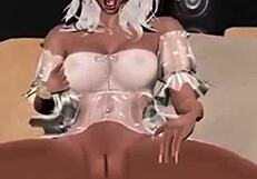 The 3d blonde character displays her body in a scene