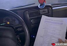 Hey, watch how stepbrother gets Nicole Rey to suck his huge cock in the car.