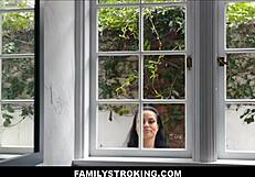 My Latina stepmom gets fucked by both stepsons stuck in window
