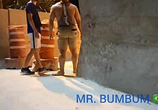 Novinho Devours MrBumbumBrasil in Public Outdoor Hardcore Scene on Red