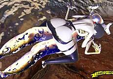 Demons pound that huge ass relentlessly!