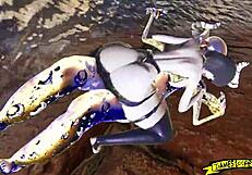 Demons pound that huge ass relentlessly!