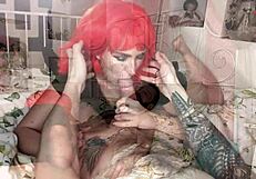 Sweet tattooed girl sucks big dick and fucks rough