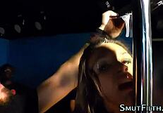 Euro Skank Gets Her Face Boldly Sprayed With Cum In Blowbang