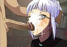koga akemi deepthroats and takes a facial cumshot in this hentai game