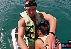 Driving on water with girlfriend's assistance