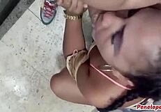 Mature colombian woman flashing and sucking at the beach atm.