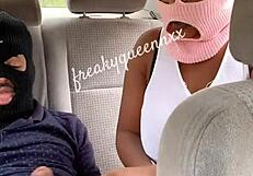 Wow, crazy teen and milf get wild with monster cock outdoors on road trip!