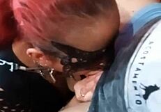 Teen slut drools on cock and vomits