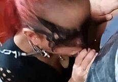 Teen slut drools on cock and vomits