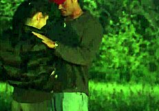 Feeling the thrill of fucking petite brunette outside by the camp fire