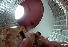 christy mack shows tattooed ass and tits in shower