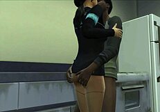 android fucks pussy with machine cock in 3d game