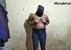 Beautiful Desi Bhabhi's Huge Boobs Oiled Up for Sensual Massage