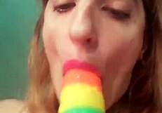 Colored Blowjob With Feet And Cum!