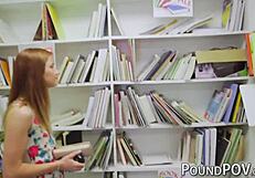 juicy ginger teen 18+ alaina dawson rides big cock in pov blowjob