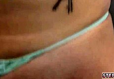 Petite teen gets intense anal on casting couch with close-up pussy spread.