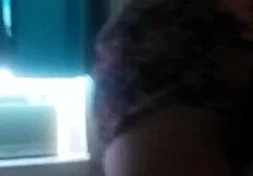 She strips naked, showing her teen brunette ass