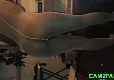 Ebony amateur flashing her ass free