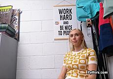 busty suspect looks forward to riding mall cop