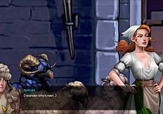 On the country ranch, the redhead anime girl faces a monster cock in this hentai game legend