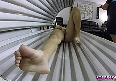 Petite old redhead gives blowjob to annoying stepbro in hardcore scene