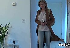 Unfaithful British Milf Lady Sonia Pops Out Her Gigantic Jugs