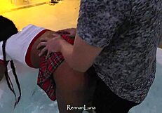 Hot 18-Year-Old Ebony Fucks Big Dick Doggystyle In Jacuzzi After School With Rennan Luna And Lil Cat1