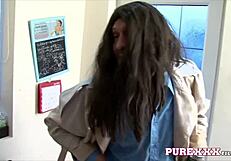 Blonde babe intensely sucking and riding a massive tattooed cock with european flair