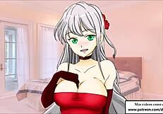 European Hentai Girl Gives Jerk Off Instructions In Spanish To Clean Cum From Boobs.