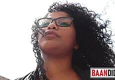 brunette whore with big tits and tattoo gets bent over for cowgirl ride in public, her pussy soaks