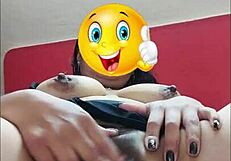 This mexican student milf enjoys me watching her cum on camera with dildo