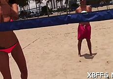 Teen babe gets naked and fucks a lad with rough ball licking and sucking