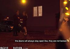 Waitress with Natural Tits Gets Roughly Bent Over and Fucked in Van.