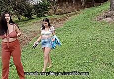 Horny Latina Lesbians Fuck Perfect Pussies Outdoors in Taboo Homemade Sex