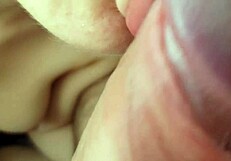 in this pov, she sucks a huge cock up close, leading to a massive cumshot