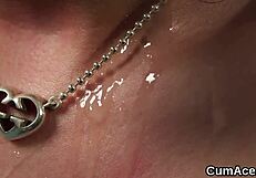 spicy model receives facial cumshot while sucking