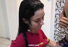 two guys shove cocks in young gabbie's face pov