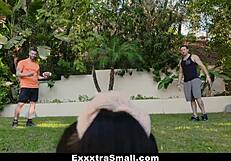 watch petite katya rodriguez get spit roasted by two big cocks