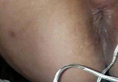 Latina uses big dildo on her ass!