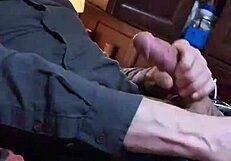 In slow motion, he strokes his big cock for bianca