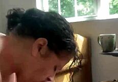 Sucking Cock Until Cum Lands on Tongue in Homemade Facial