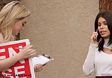 busty assistant seduces lesbian realtor with helping hand, offering sexy tits and natural ass for girlfriend fun