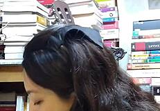 Young university student gives rich blowjob for job