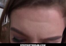Jealous Petite Stepsister Alex Blake Craves Her Stepbrother's Big Dick In POV Blowjob.